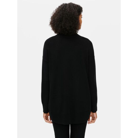 Eileen Fisher Merino Mock Neck Top in Regenerative Wool Black size M Orig. $278 - Picture 3 of 11